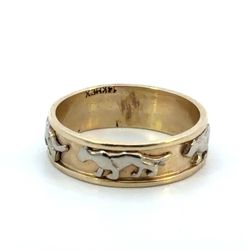 Woman’s Ladies 14k Two Toned White Yellow Gold Panther Cat Band Ring Size 5 GP3213295