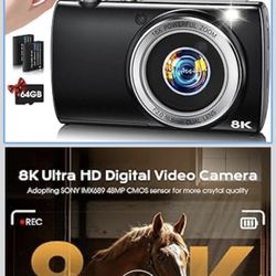 🔥Brand new🔥 8K Digital Camera for Photography, 2026 Latest WiFi 88MP Vlogging Camera for YouTube with Dual Lens, Touch Screen, Autofocus Anti-Shake,