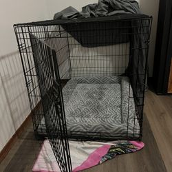 XL Foldable Metal Dog Crate And Bed