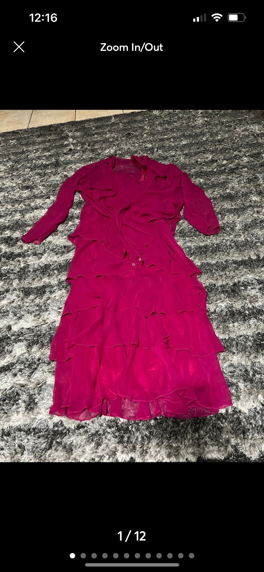 Vintage Cattiva New York pink flowy 3 tier maxi dress with sheer shawl