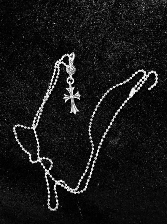 Single ball cross 925 silver pendant necklace men's silver