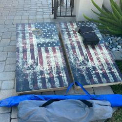 Wood American Flag Corn Hole
