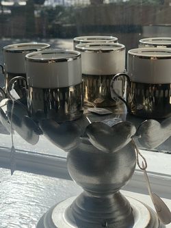 Set of 5 AMAZING Bellini of Brazil Espresso cups Silver plated Easy contactless pick up near Clark/Montrose Venmo Zelle and exact cash is accepte