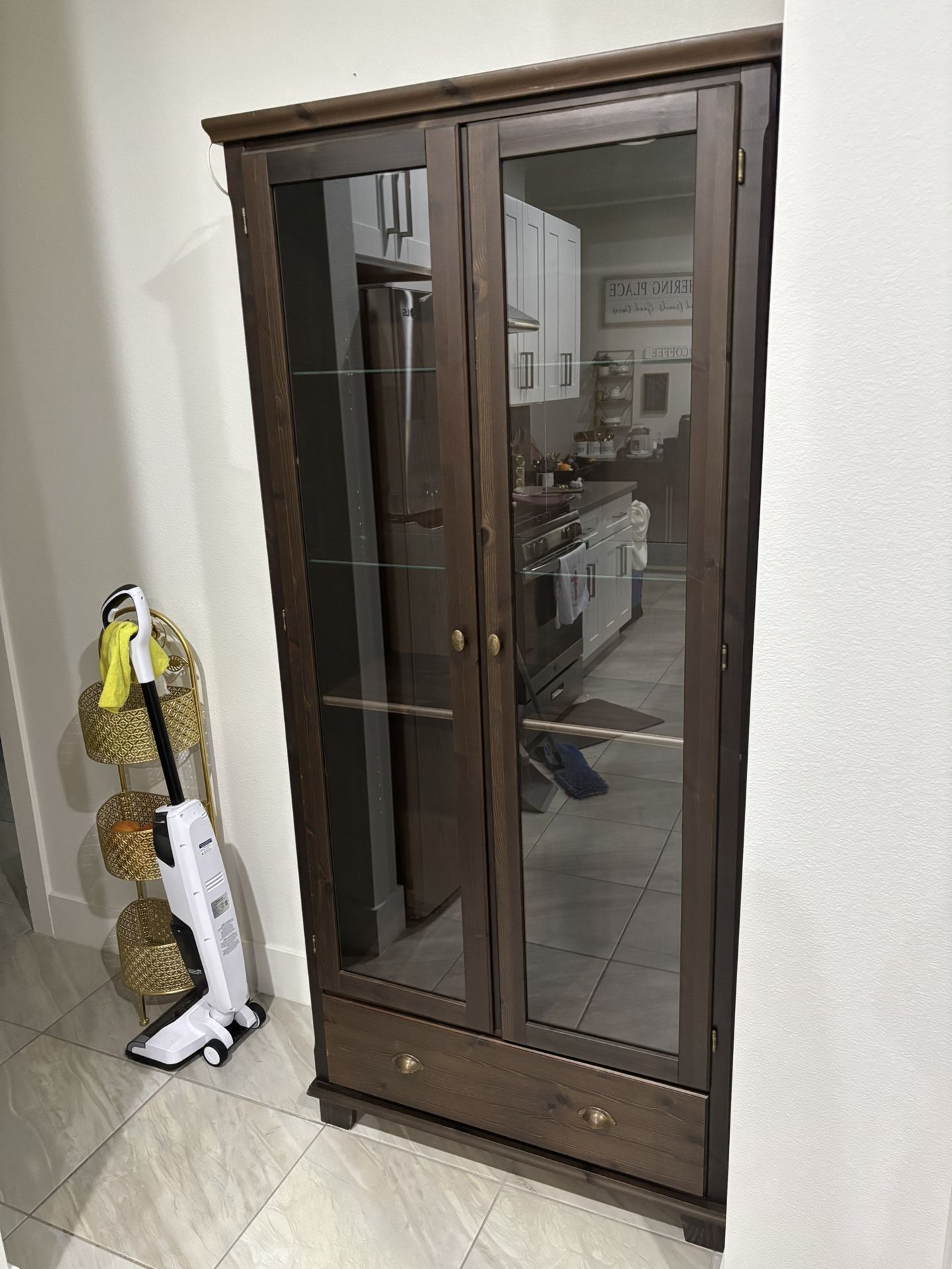 Display Cabinet Wood And Glass Shelfs Bookshelf IKEA 