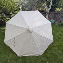 9 Ft Teak Sunbrela Patio Umbrella. Tan Color.