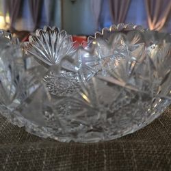 RARE ANTIQUE! Hawkes American Brilliant Cut Crystal 8" Bowl, Brunswick Pattern, Collector’s Find, 1(contact info removed)