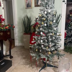 6 Ft Foot Flocked Pine Tree Artifici Árbol Pino Texturizado
