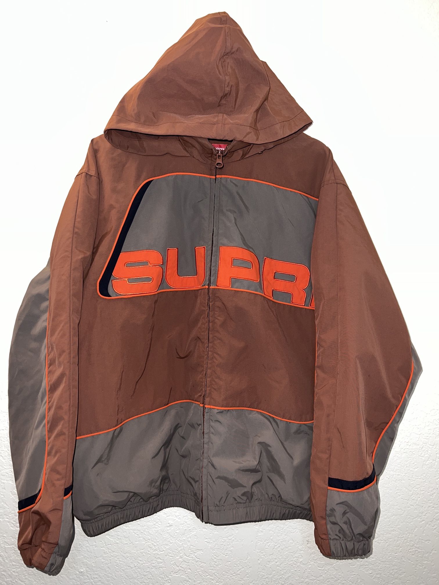 2021 Supreme S Paneled Track Jacket 'Brown Sz L