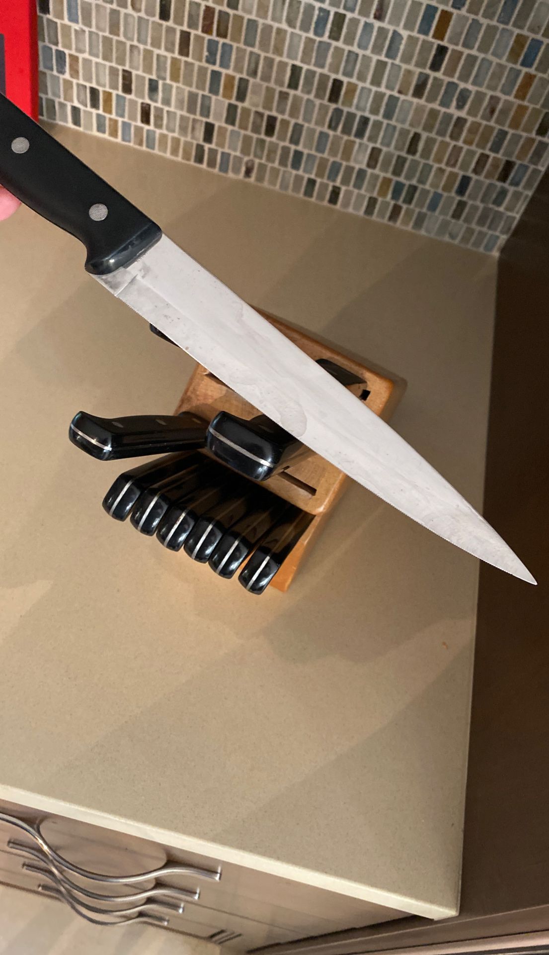 Henkel 5 cooking knives, 6 steak knives and knife block for Sale in