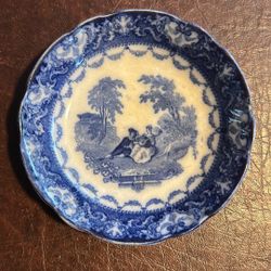 5.5 Bowl - Antique Flow Blue Watteau Doulton England Romantic Couple
