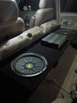 2 twelves in comp c subwoofers with hifoniks amp and custom box to fit Chevy silverados