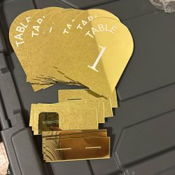 Gold Mirrored Table Signs with Stands 1-10