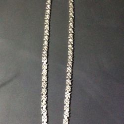 24” Sterling  Silver Byzantine Link Chain 7.5 Mm Necklace 