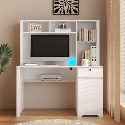 Brand New Sealed Computer Desk with Hutch & Bookshelf，Wood Executive