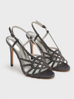 Caparros Vegas Gunmetal Rhinestone Strappy Stiletto