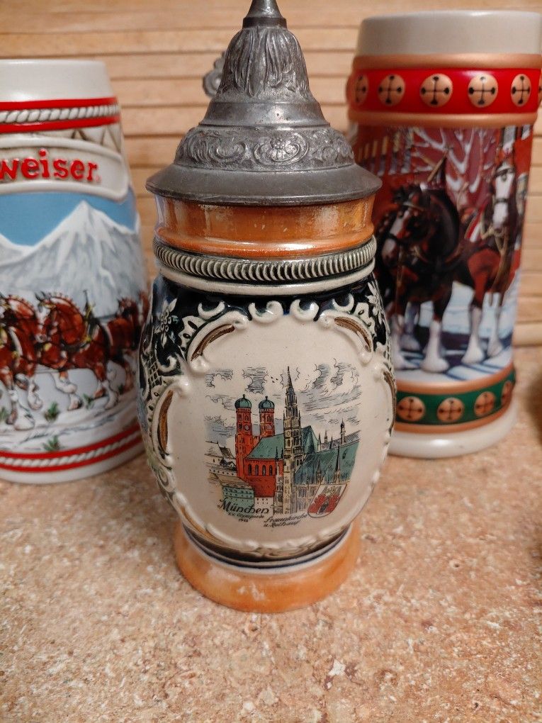 OCTOBER FEST GERMAN HAND CRAFTED BEER STEIN. Made in Germany. Pewter crafted lid.