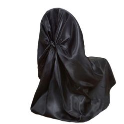 Black Universal Satin Chair Covers