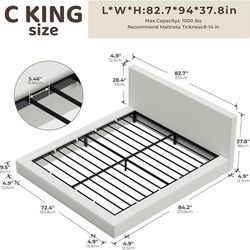 Cloud Upholstered California King Bed Frame with Headboard, 5 Inch Foam Padded Platform, No Box Spring, Easy Assembly beige  Style Modern S