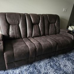 Galaxy Manual Reclining Sofa with Drop-Down Table –  Espresso – $400