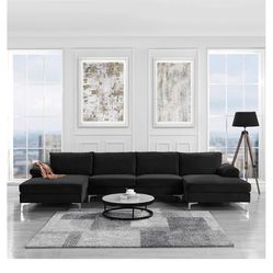 Modular Sectional sofa Velvet, Black