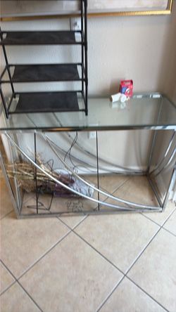 Glass & Chrome Console Table – Silver Metal Frame