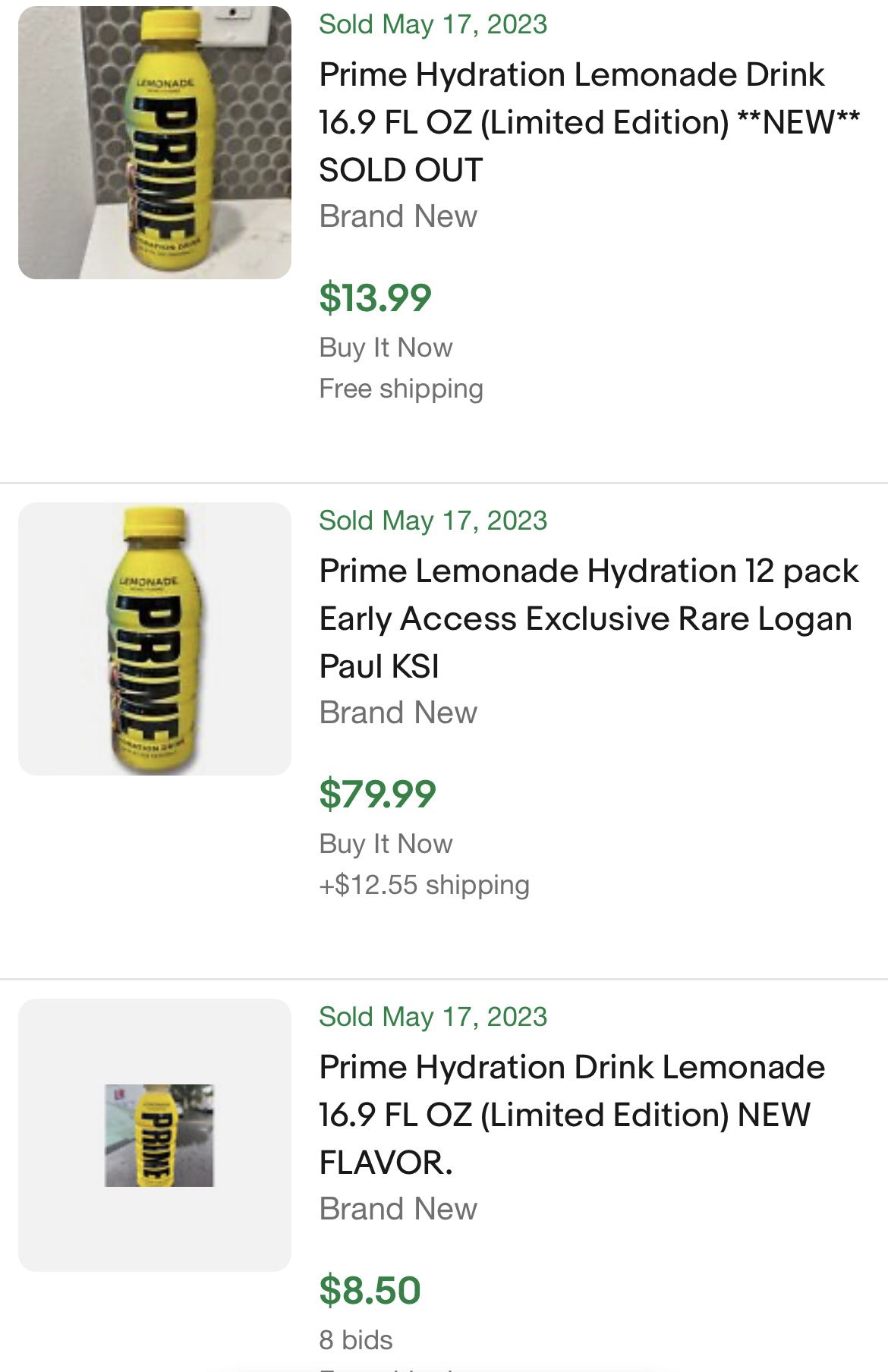 5 Bottles Prime Hydration Drink Lemonade 16.9 FL OZ (Limited Edition) NEW  FLAVOR