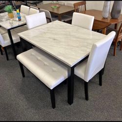 5pc Faux Marble Table Set