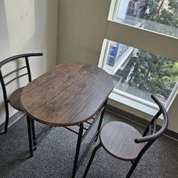 3 Pleces Dining Set for 2 SmallKitchen Breakfast Table Set Space Saving Wooden Chairs and Table Set, Walnut