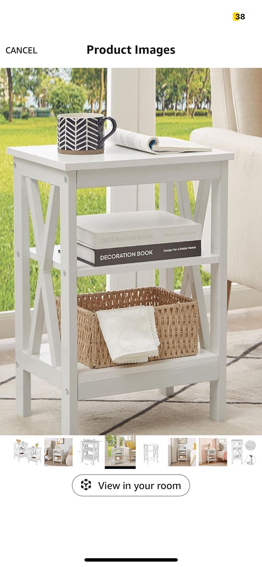 VECELO Modern Nightstands X-Design Side End Table Night Stand with Storage Shelf