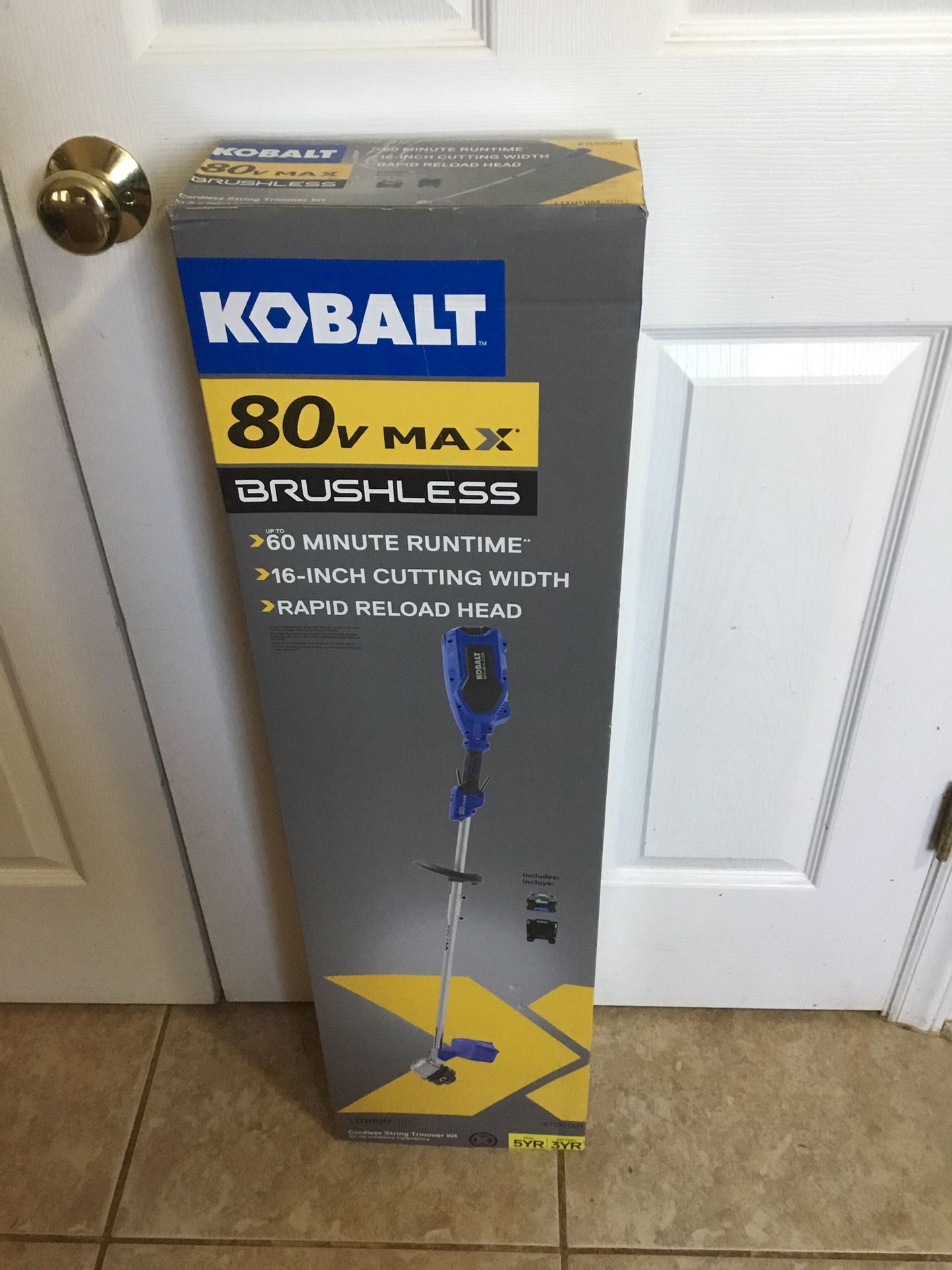 New! Kobalt 80v Lithium Ion 16” Straight Cordless String Trimmer Kit