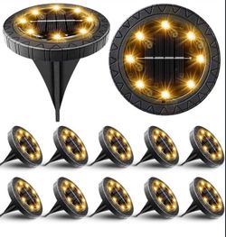 12pks Solar Powered Ground Light,IP68 Waterproof Outdoor LED Disk Lights for Garden,Non-Slip Landscape Path Lighting for Patio Lawn Yard,Pathw