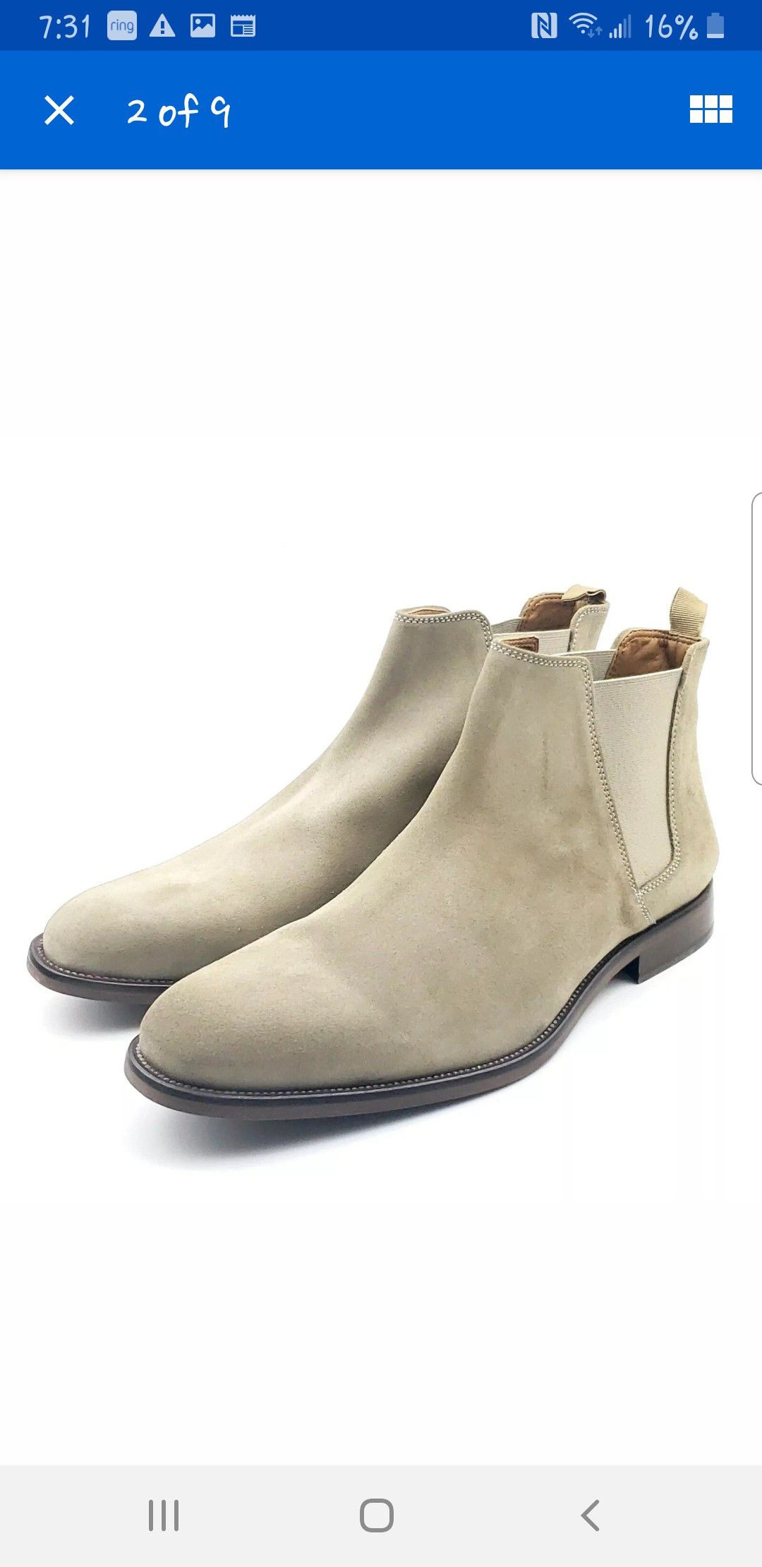 Aldo Vianello-r Mens Light Beige Leather Suede Chelsea Ankle Boots