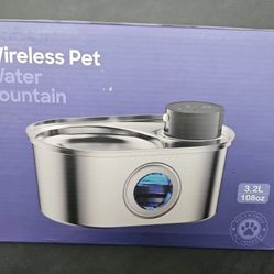 Wireless Cat Water Fountain - Battery Operated Stainless Steel 3.2L