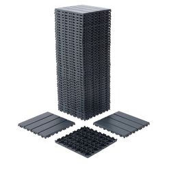 New in Box 44 Pack Interlocking Deck Tiles, 12x12 in  Plastic Outdoor Flooring - Waterproof Grey