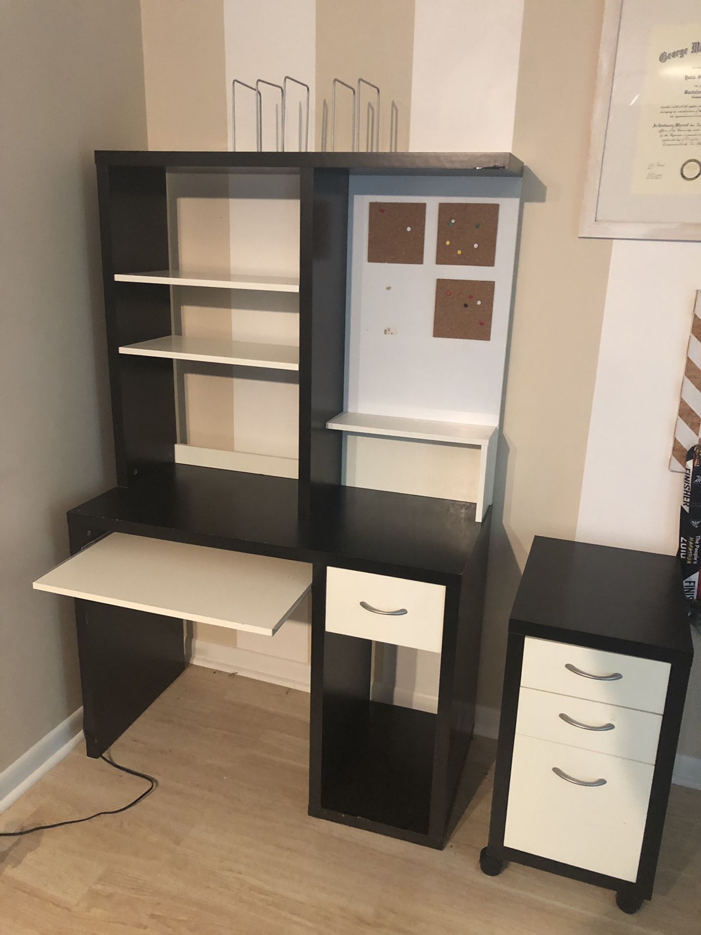 Computer desk with filing cabinet