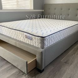 Full Grey Platform Bed With Ortho Mattress Included!!