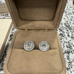 David Yurman Men's Maritime Compass Cufflinks with Diamonds in Silver, 16mm