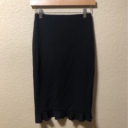 Forever 21, Black Pencil Stretchy Fabric Pencil Skirt With Back Slot, Size S