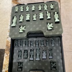 Jade Chess Pieces in Case