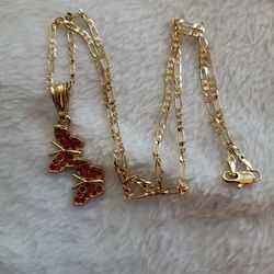 20in Double Red Butterfly Necklace 