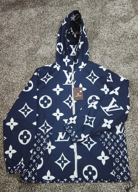 Louis Vuitton Blue Full Print Classic Hooded Jacket