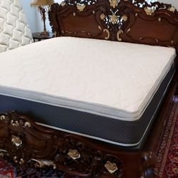 NEW KING PLUSH PILLOW TOP MATTRESS. Bed frame is not available. Take it home same day 👍