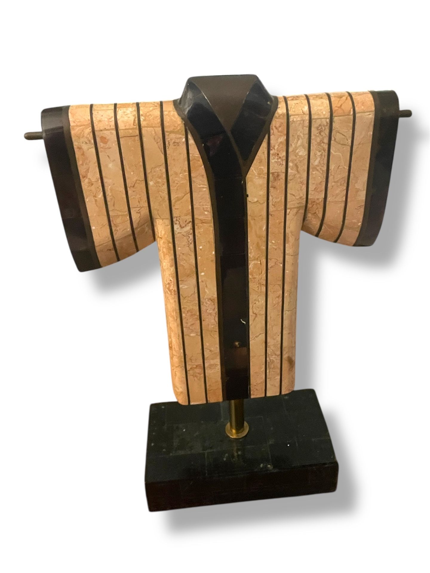 C.1980’s Maitland-Smith Tessellated Stone “Kimono” With Inlaid Brass Banded