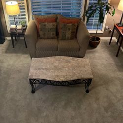 1 Loveseat And 1 Coffee Table And Cushions