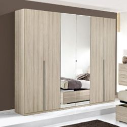 6 Doors European Armoire with Double Mirror