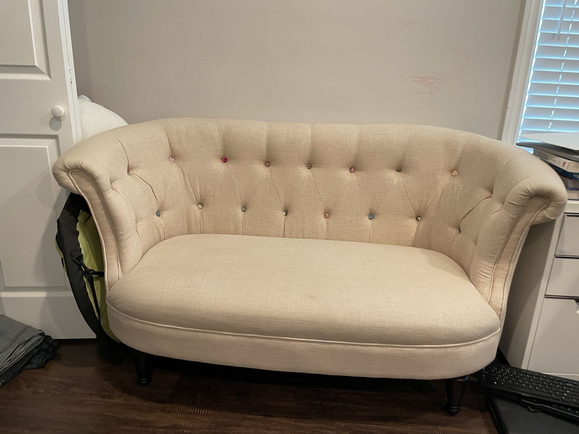 Cost Plus World Market Erin Cuteasabutton Loveseat Couch Sofa for