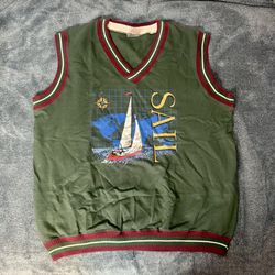Vintage Green SAIL V-neck Sweater Vest 