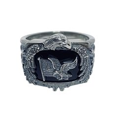 God Bless America Silver Ring