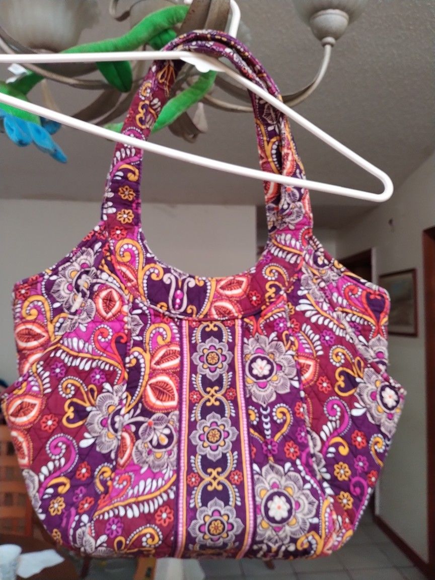 Vera Bradley Large Pink Fabric Purse / Bag With Handles