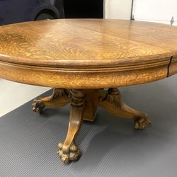 Antique Solid Oak Clawfoot Table 